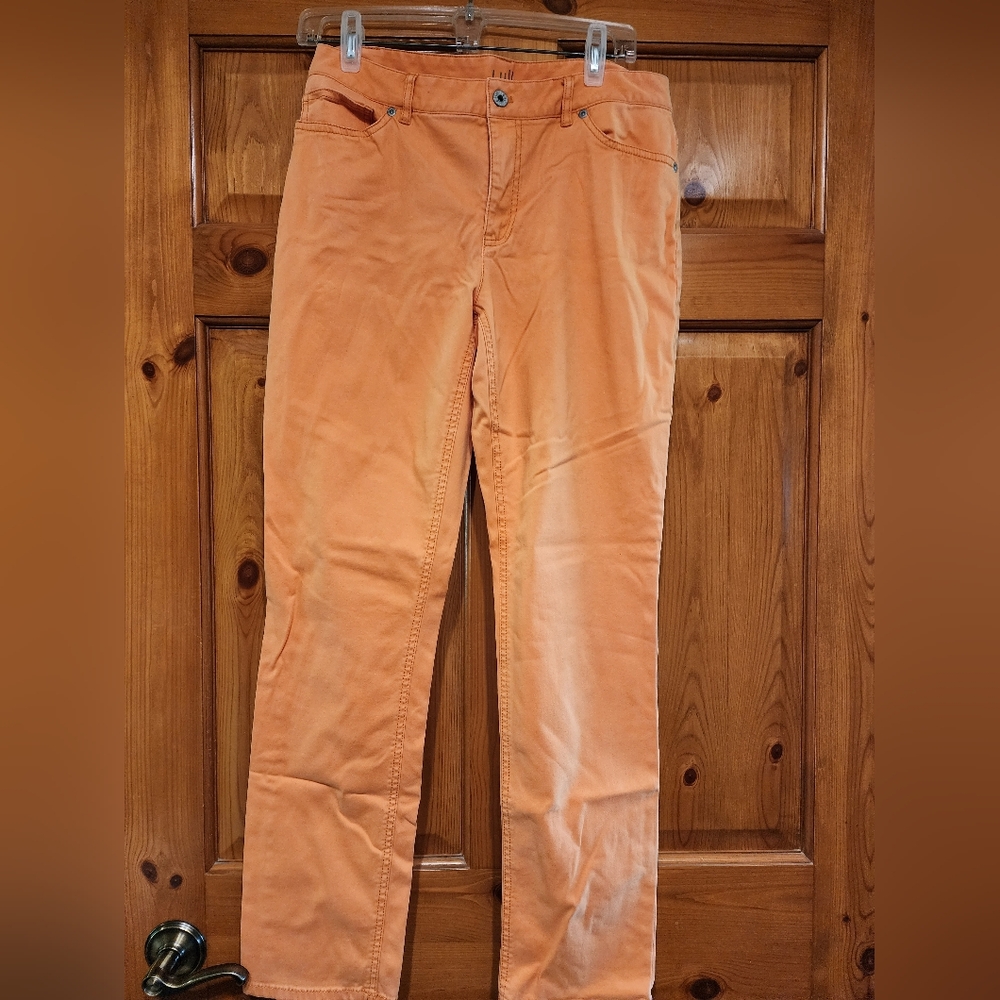 J Jill Authentic Fit Slim Leg Jeans, Size 8, Orange